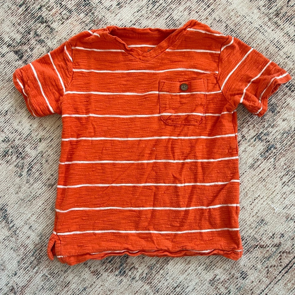 GAP Orange and White Striped Kids Tee